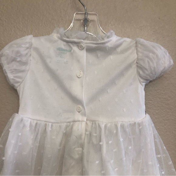 Nanette Baby® Girl Leopard Trim Short Puff Sleeve Mesh Knit Rosette Dress Sz 24M - Picture 4 of 11